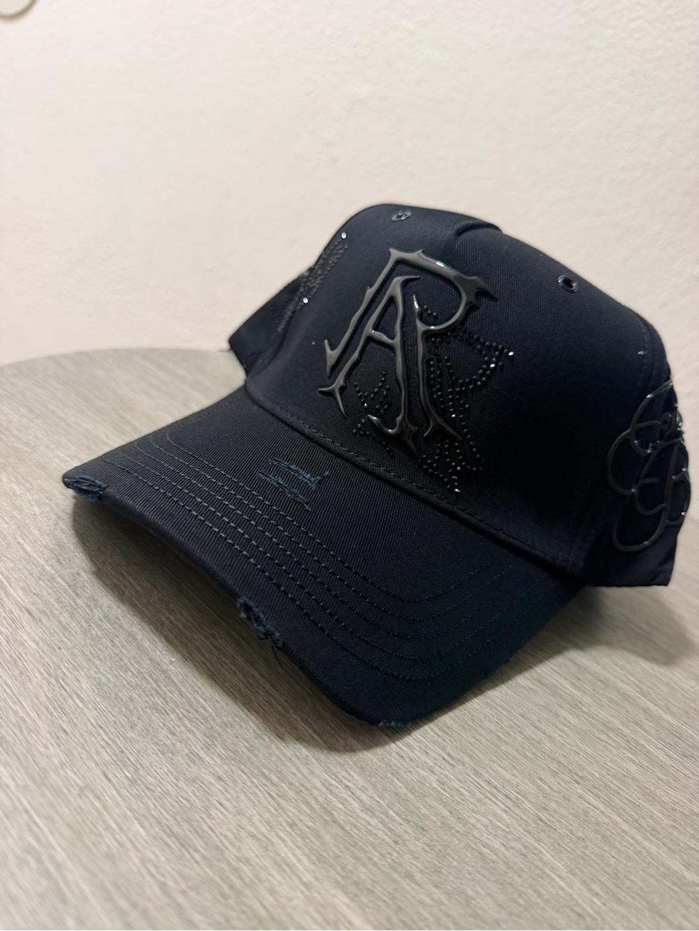 Men's Black Embellished Baseball Cap